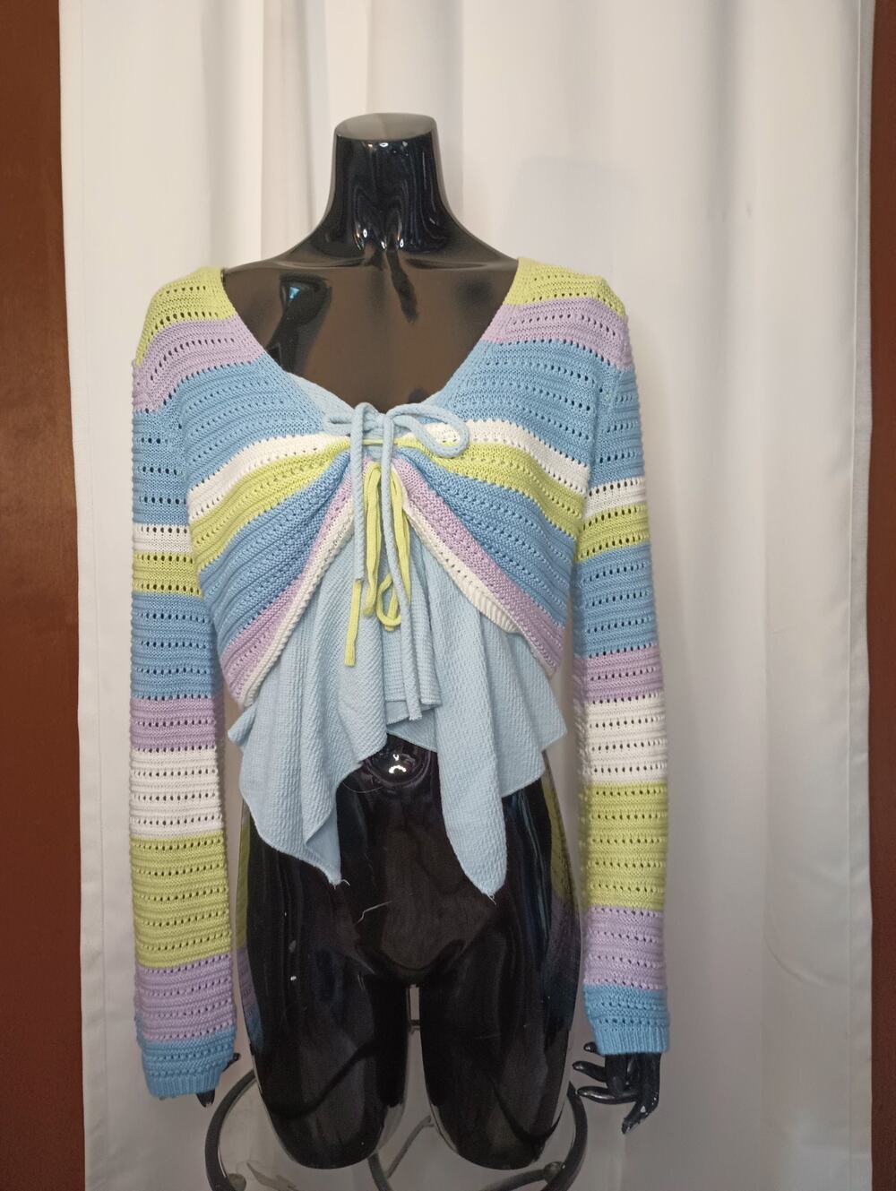 Madden Girl Boho Fairy Crochet Sweater Set M Crop Asymmetric Y2K Soft Girl